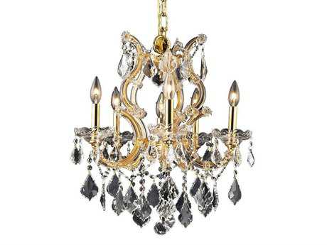 Elegant Lighting Maria Theresa 6-Light Gold Clear Crystal Candelabra Chandelier