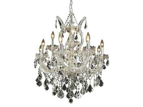 Elegant Lighting Maria Theresa 13-Light Chrome Clear Crystal Candelabra Tiered Chandelier