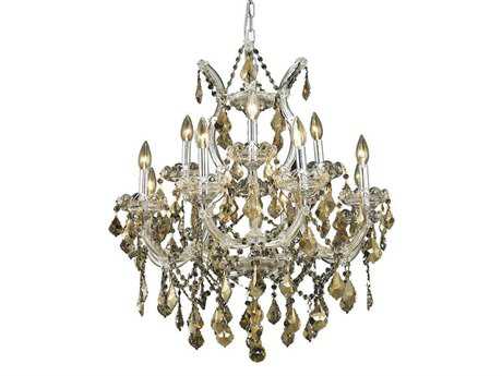 Elegant Lighting Maria Theresa 13-Light Chrome Gold Crystal Candelabra Tiered Chandelier