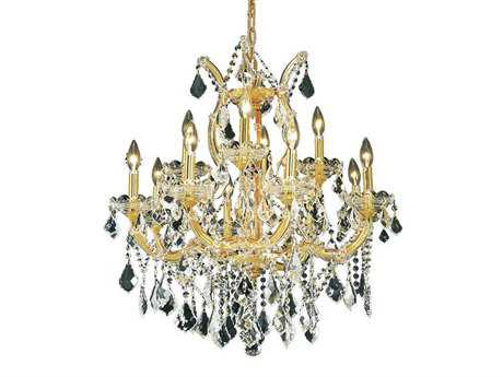 Elegant Lighting Maria Theresa 13-Light Gold Clear Crystal Candelabra Tiered Chandelier