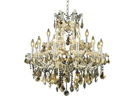 Elegant Lighting Maria Theresa 19-Light Chrome Gold Crystal Candelabra Tiered Chandelier