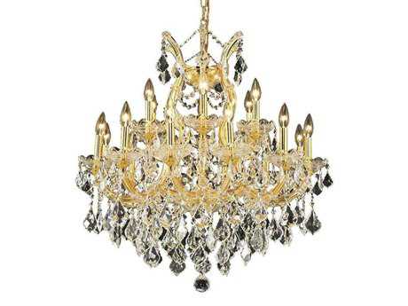 Elegant Lighting Maria Theresa 19-Light Gold Clear Crystal Candelabra Tiered Chandelier