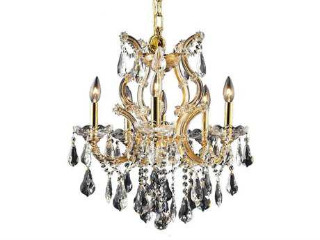 Elegant Lighting Maria Theresa 6-Light Gold Clear Crystal Candelabra Chandelier