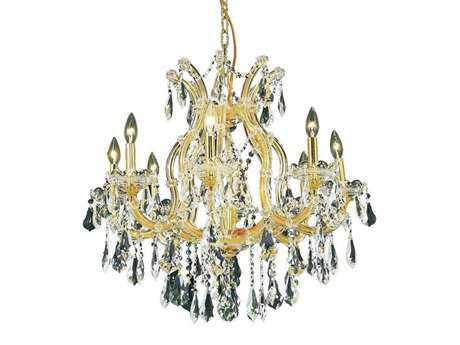 Elegant Lighting Maria Theresa 9-Light Gold Clear Crystal Candelabra Chandelier