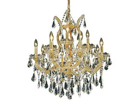 Elegant Lighting Maria Theresa 13-Light Gold Clear Crystal Candelabra Tiered Chandelier
