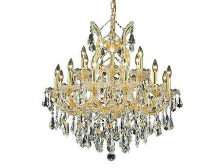 Elegant Lighting Maria Theresa 19-Light Gold Clear Crystal Candelabra Tiered Chandelier