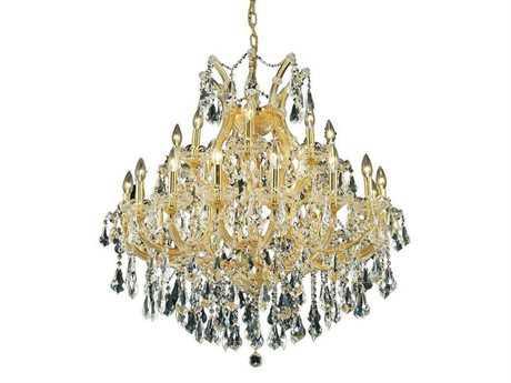 Elegant Lighting Maria Theresa 24-Light Gold Clear Crystal Candelabra Tiered Chandelier