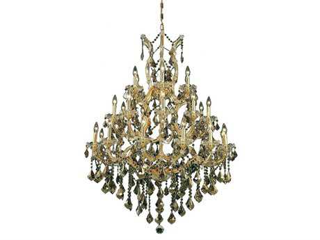 Elegant Lighting Maria Theresa 28-Light Gold Crystal Candelabra Tiered Chandelier
