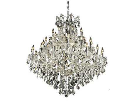 Elegant Lighting Maria Theresa 37-Light Chrome Clear Crystal Candelabra Tiered Chandelier