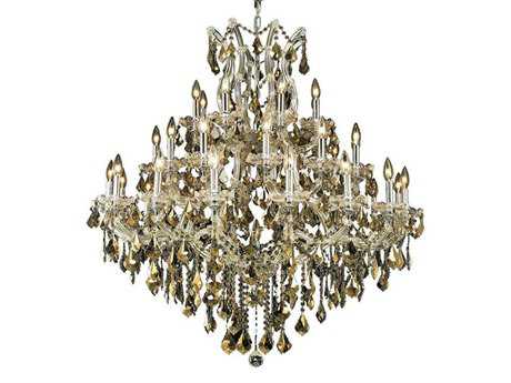 Elegant Lighting Maria Theresa 37-Light Chrome Gold Crystal Candelabra Tiered Chandelier
