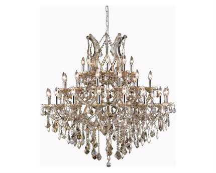 Elegant Lighting Maria Theresa 37-Light Golden Teak Crystal Candelabra Tiered Chandelier