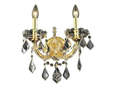 Elegant Lighting Maria Theresa Gold Clear Crystal Wall Sconce