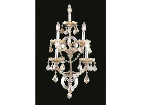 Elegant Lighting Maria Theresa Golden Teak Crystal Wall Sconce