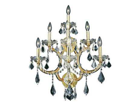 Elegant Lighting Maria Theresa Gold Clear Crystal Wall Sconce