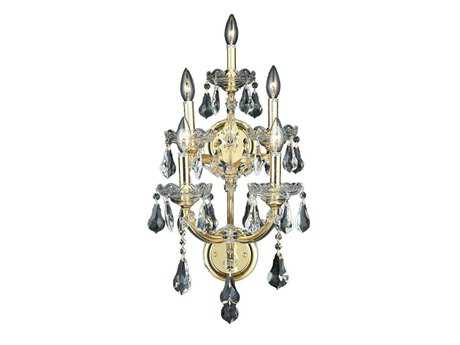 Elegant Lighting Maria Theresa Gold Clear Crystal Wall Sconce