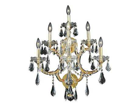 Elegant Lighting Maria Theresa Gold Clear Crystal Wall Sconce