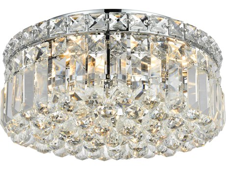 Elegant Lighting Maxime Chrome Clear Crystal Drum Flush Mount