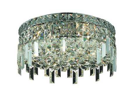 Elegant Lighting Maxime Chrome Clear Crystal Drum Flush Mount