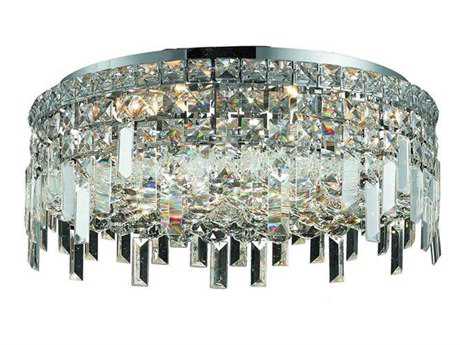 Elegant Lighting Maxime Chrome Clear Crystal Drum Flush Mount