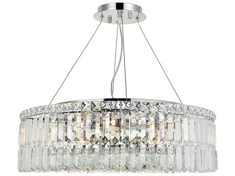 Elegant Lighting Maxime 12-Light Chrome Clear Crystal Drum Pendant