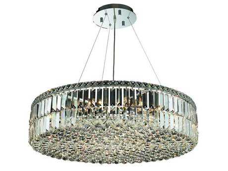 Elegant Lighting Maxime 18-Light Chrome Clear Crystal Drum Pendant