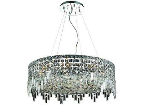 Elegant Lighting Maxime 12-Light Chrome Clear Crystal Drum Pendant