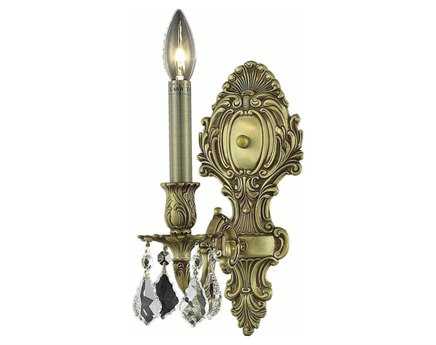 Elegant Lighting Monarch French Gold Clear Crystal Wall Sconce