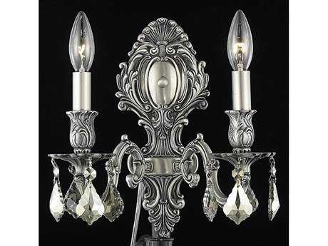 Elegant Lighting Monarch Pewter Gold Crystal Wall Sconce