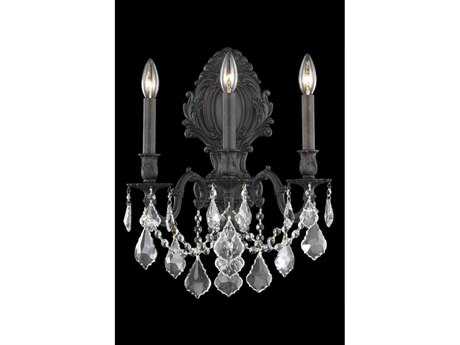 Elegant Lighting Monarch Dark Bronze Clear Crystal Wall Sconce