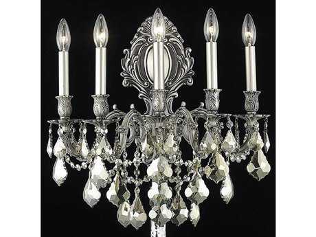 Elegant Lighting Monarch Pewter Gold Crystal Wall Sconce