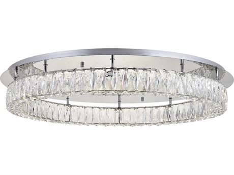 Elegant Lighting Monroe Chrome Crystal LED Drum Flush Mount