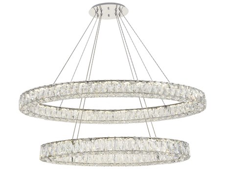 Elegant Lighting Monroe 8-Light Chrome Crystal LED Drum Tiered Pendant