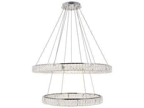 Elegant Lighting Monroe 8-Light Chrome Crystal LED Drum Pendant