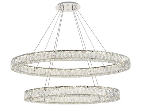 Elegant Lighting Monroe 8-Light Chrome Crystal LED Drum Pendant