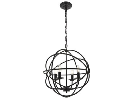 Elegant Lighting Octavia 4-Light Brown Candelabra Globe Chandelier