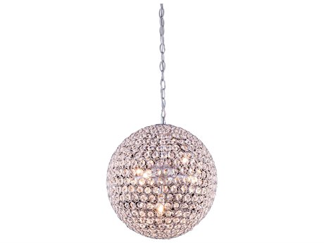 Elegant Lighting 5-Light Chrome Crystal Globe Round Pendant
