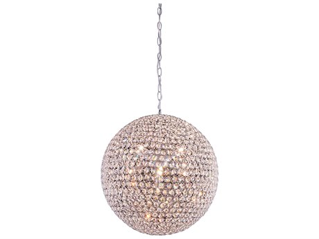 Elegant Lighting 9-Light Chrome Clear Crystal Globe Round Pendant