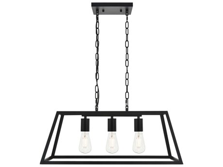 Elegant Lighting Resolute 3-Light Black Geometric Island Pendant