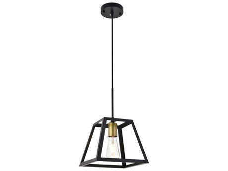 Elegant Lighting Resolute 1-Light Black Geometric Mini Pendant