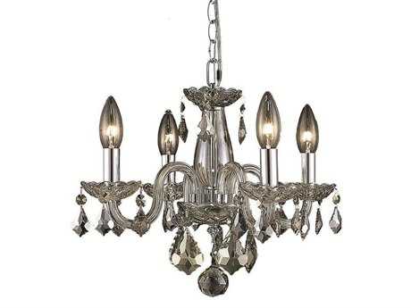 Elegant Lighting Rococo 4-Light Golden Teak Crystal Glass Candelabra Chandelier