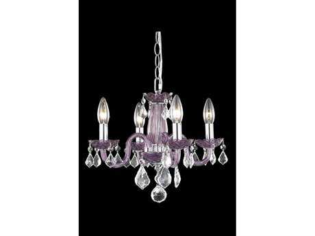 Elegant Lighting Rococo 4-Light Purple Clear Crystal Glass Candelabra Chandelier