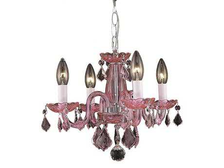 Elegant Lighting Rococo 4-Light Pink Crystal Glass Candelabra Chandelier