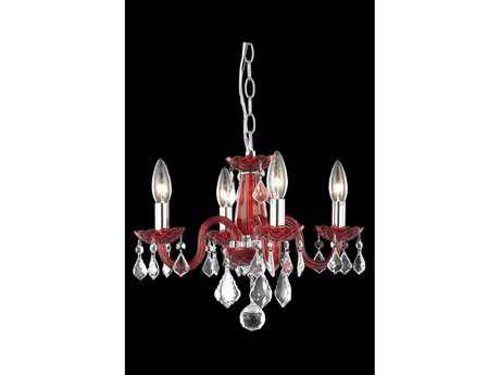 Elegant Lighting Rococo 4-Light Red Clear Crystal Glass Candelabra Chandelier