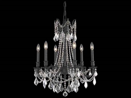 Elegant Lighting Rosalia 6-Light Dark Bronze Clear Crystal Candelabra Chandelier