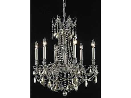 Elegant Lighting Rosalia 6-Light Pewter Gold Crystal Candelabra Chandelier