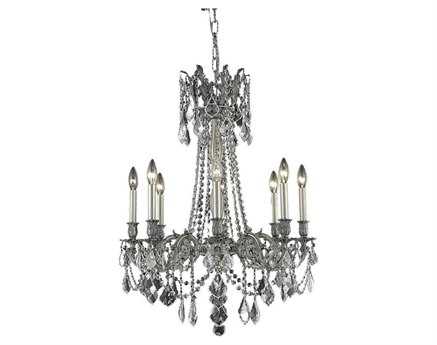 Elegant Lighting Rosalia 8-Light Pewter Clear Crystal Candelabra Chandelier