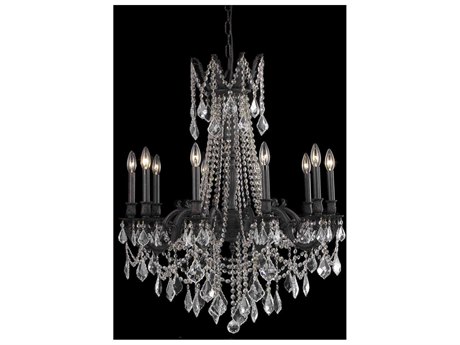 Elegant Lighting Rosalia 10-Light Dark Bronze Gold Crystal Candelabra Chandelier