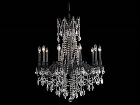 Elegant Lighting Rosalia 10-Light Dark Bronze Clear Crystal Candelabra Chandelier