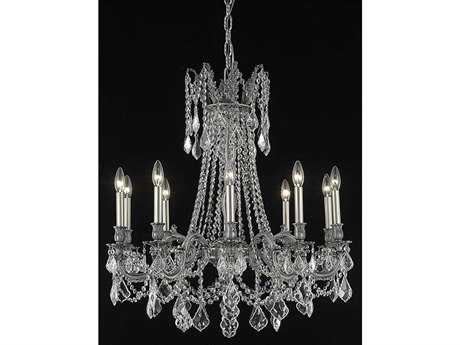 Elegant Lighting Rosalia 10-Light Pewter Clear Crystal Candelabra Chandelier