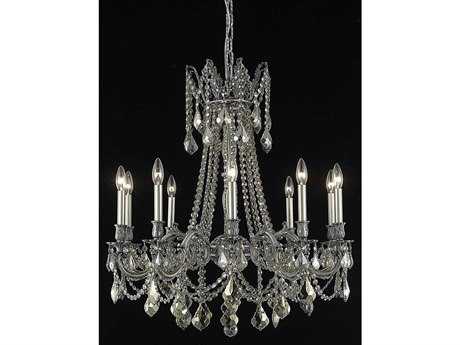 Elegant Lighting Rosalia 10-Light Pewter Gold Crystal Candelabra Chandelier